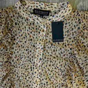 Eloquii Cheetah Print Sheer Blouse Size 16 NWT